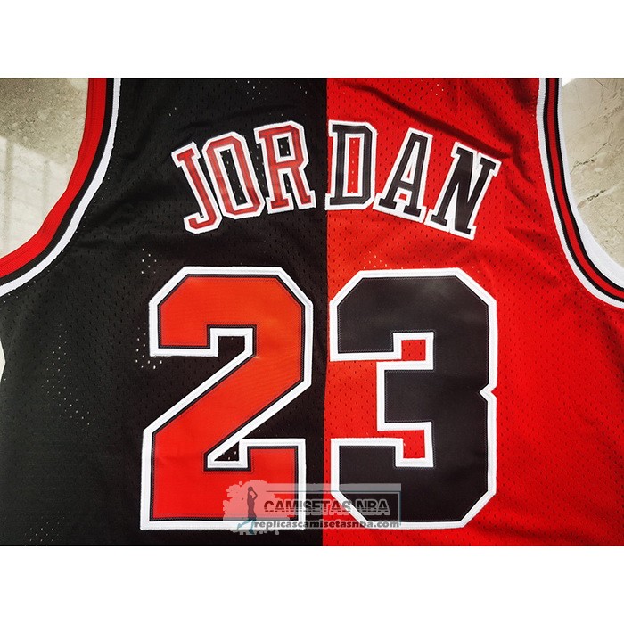 Camiseta Chicago Bulls Michael Jordan NO 23 Split Negro Rojo
